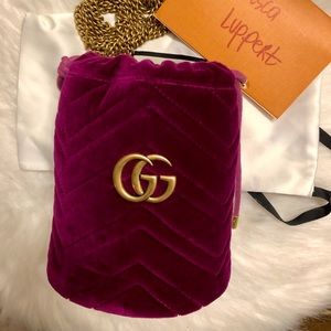Gucci marmont velvet bucket bag